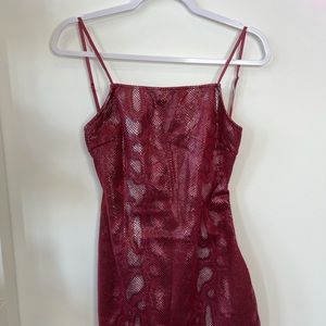 Red snakeskin print mini dress